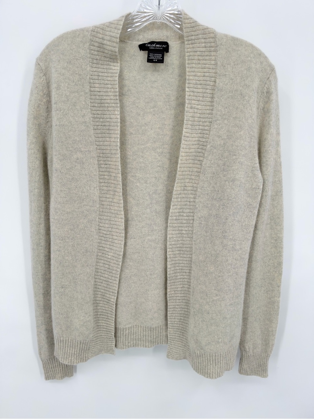 Lord & Taylor Open Front Cardigan Cashmere Heathered Gray Size M